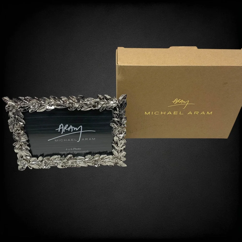 NEW Michael Aram Garland 4x6 Photo Frame Nickelplate Silver Tone NIB 175071
